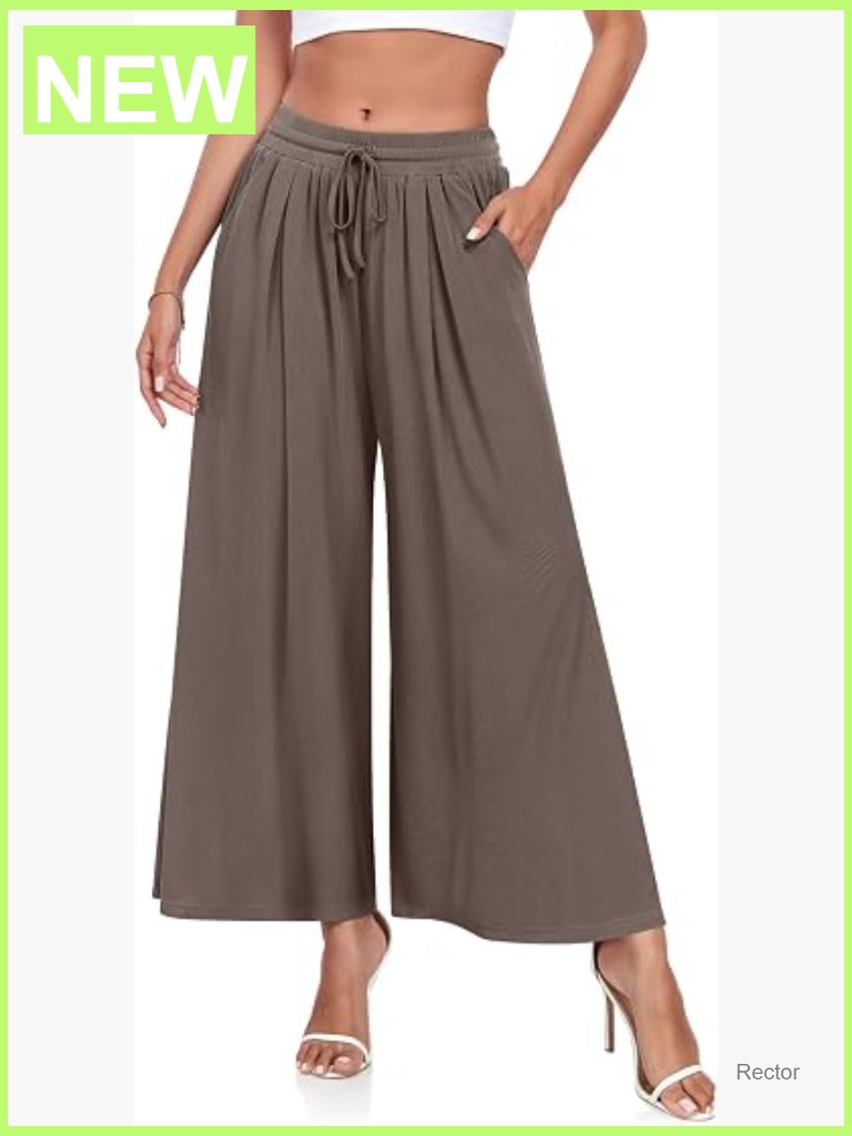 Wide Leg Palazzo Pants With Pockets High Rise